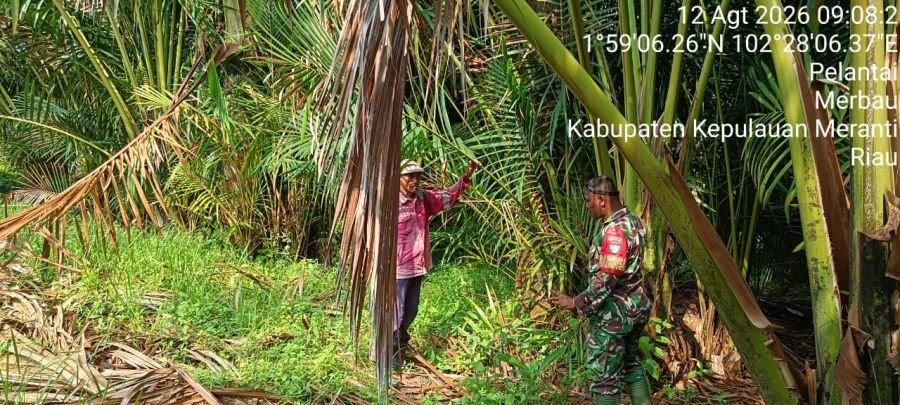 Jaga Wilayah dari Ancaman Karhutla, Babinsa Koramil 06/Merbau Sisir Kawasan Rawan di Desa Pelantai
