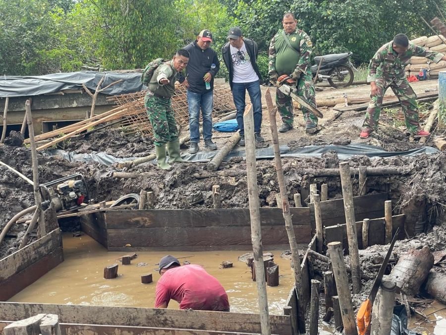 Jembatan Garuda Jadi Harapan Warga, Pabung Kodim 0303 Bengkalis Turun Cek Progres