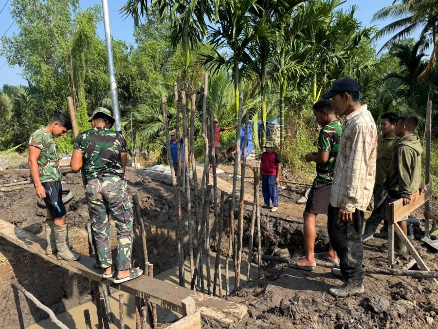 Jembatan Harapan Warga! Tahap Pondasi Jembatan Perintis Garuda di Kel. Indok Sebrang Tembilahan