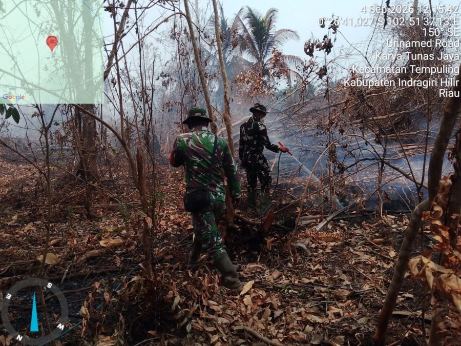 Karhutla 4 Hektare di Karya Tunas Jaya, Babinsa 03/Tpl : 3Hektare Berhasil Dipadamkan