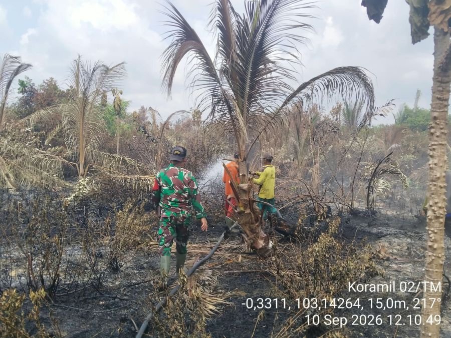 Karhutla di Desa Tekulai Bugis 90% Dipadamkan, TNI Bersama MPA dan Warga Jaga Lokasi