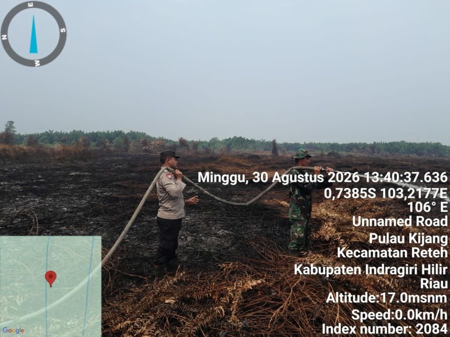 Karhutla di Parit 1 Pulau Kijang Padam Total, Babinsa Koramil 07/Reteh Lakukan Pendinginan