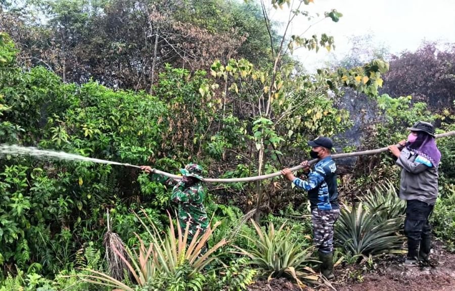 Karhutla di Parit Cegat Padam 100%, Babinsa Koramil 07/Reteh Intensifkan Patroli