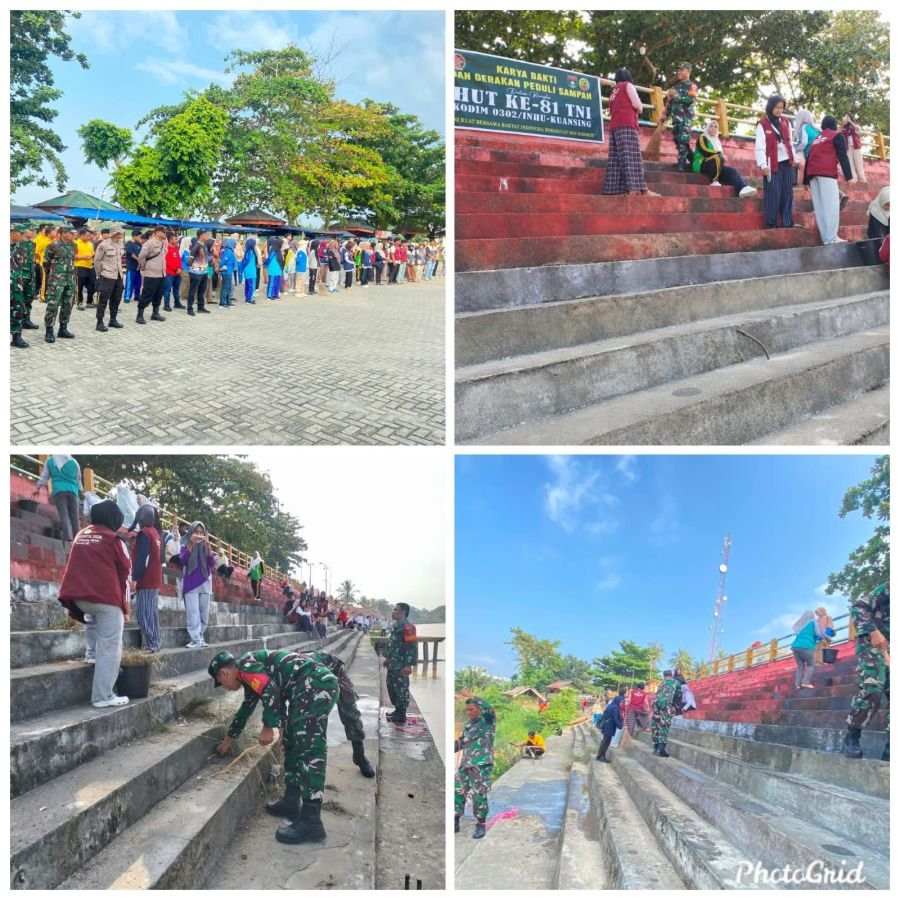 Karya Bakti HUT TNI ke-81, Koramil 07/KH Bersihkan Arena Pacu Jalur