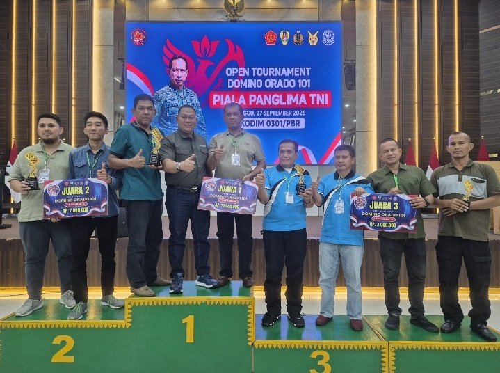 Kasdam XIX/TT Resmi Tutup Tournament Domino Orado 101 Piala Panglima TNI yang Digelar Kodim 0301/PBR