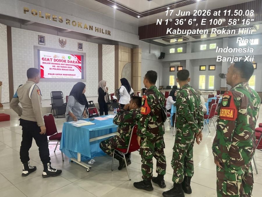 Koramil Tanah Putih Donor Darah Sambut HUT Bhayangkara ke-80