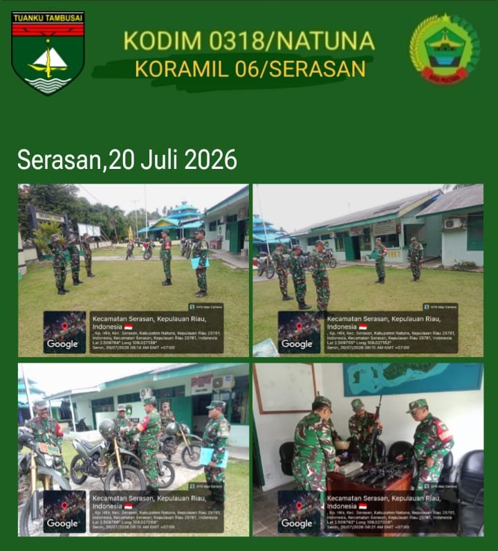 Kegiatan Koramil 06/Serasan, DPP Serka A. Harahap, melaksanakan Apel Pagi Standby Siaga III dalam ra