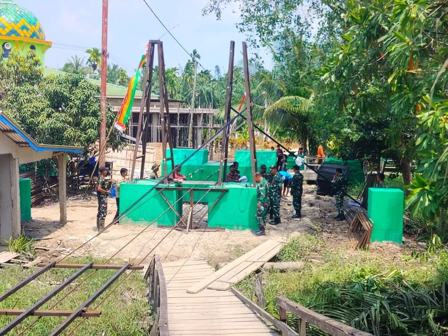 KEGIATAN KUNJUNGAN  ITDAM KODAM XIX/TT  PENINJAUAN JEMBATAN GARUDA MERAH PUTIH DI KEC. GAUNG