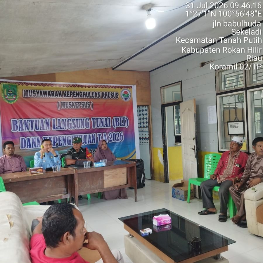 Kegiatan pembagian BLT di Kantor Kep Sekeladi, Kec Tanah Putih, Kab, Rohil Tahun 2026.