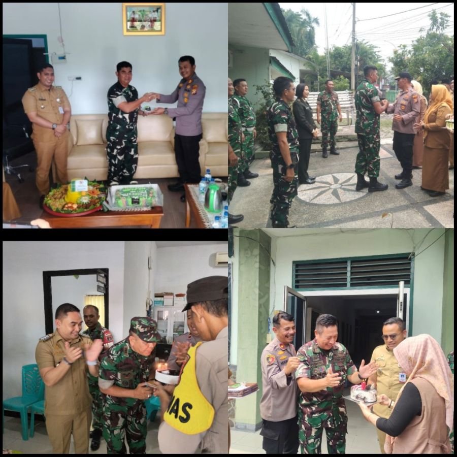 Kejutan HUT TNI, Forkopimcam dan Polsek Sambangi Koramil Jajaran Kodim 0301/Pekanbaru