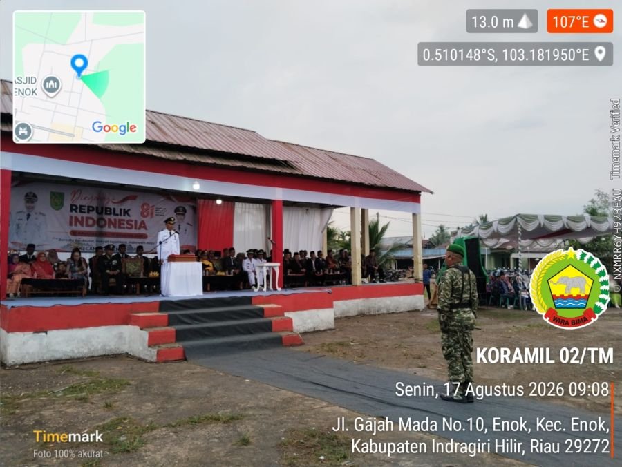 Khidmat! Upacara HUT RI Ke-81 Tingkat Kec. Enok Berlangsung Aman dan Lancar
