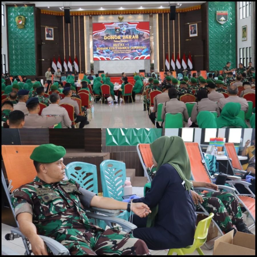 Kodim 0301/Pekanbaru Ikuti Donor Darah dalam Rangka HUT ke-1 Kodam XIX/Tuanku Tambusai
