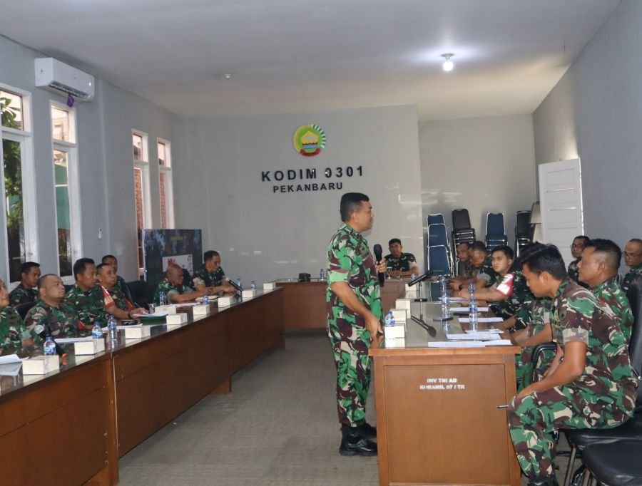 Kodim 0301/Pekanbaru Terima Kunjungan Tim Pusterad dalam Rangka Binsiap Apwil dan Puanter