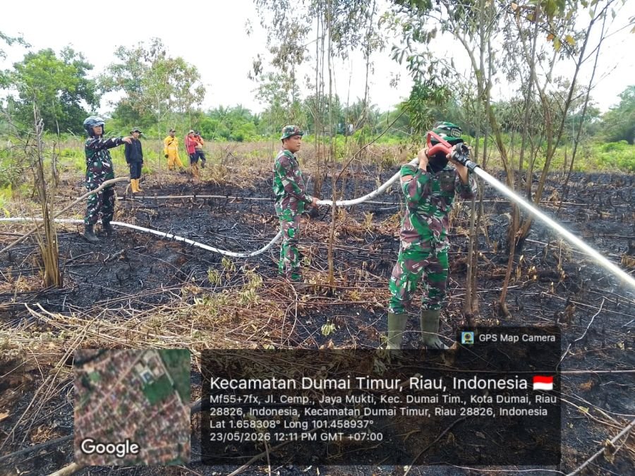 Kodim 0320/Dumai Bersama Tim Gabungan Berhasil Padamkan Karhutla