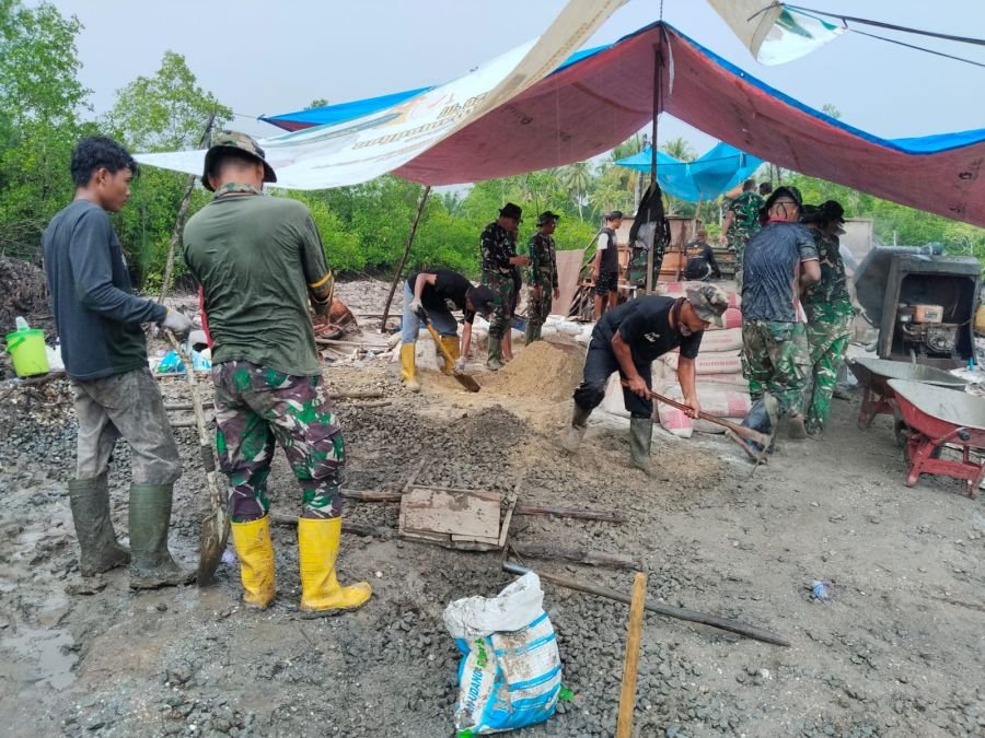 Kodim 0320/Dumai Lanjutkan Pembangunan Jembatan Gantung Garuda,