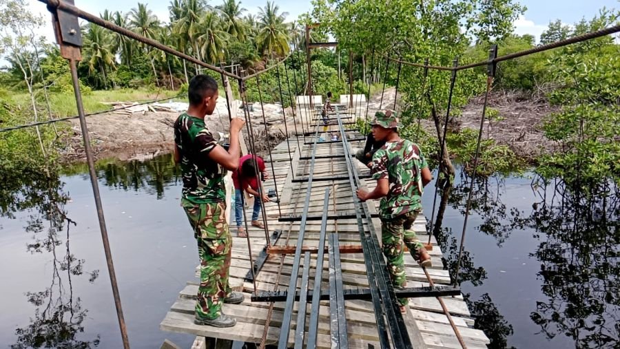 Kodim 0320/Dumai Percepat Pembangunan Jembatan Gantung Garuda, Wujud Nyata Pengabdian TNI
