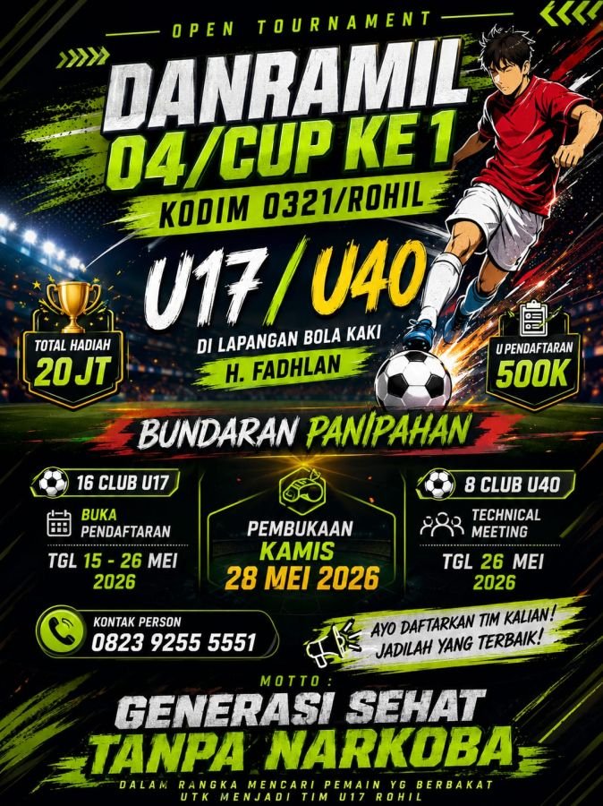 Kodim 0321 Buka Gelaran Danramil 04 Cup Anti Narkoba di Panipahan