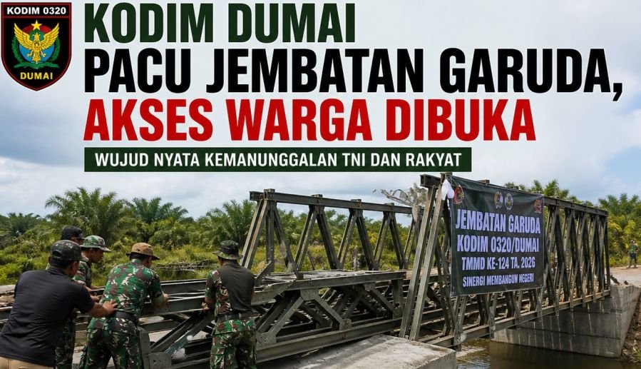 Kodim Dumai Pacu Jembatan Garuda, Akses Warga Dibuka