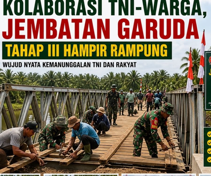 Kolaborasi TNI-Warga, Jembatan Garuda Tahap III Hampir Rampung