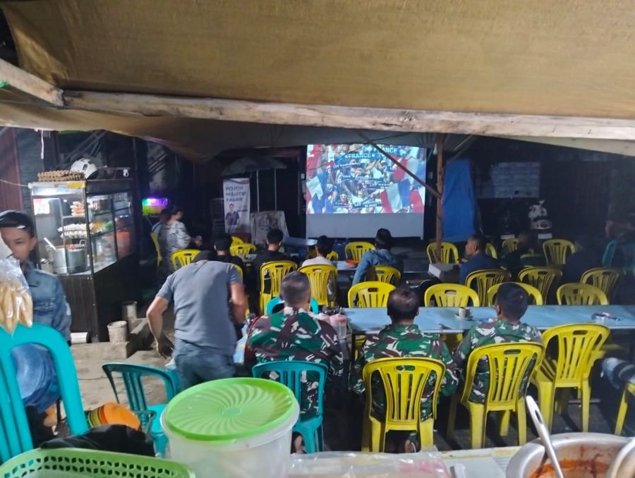 Koramil 01/Tembilahan Pastikan Nobar Prancis vs Maroko Berlangsung Kondusif