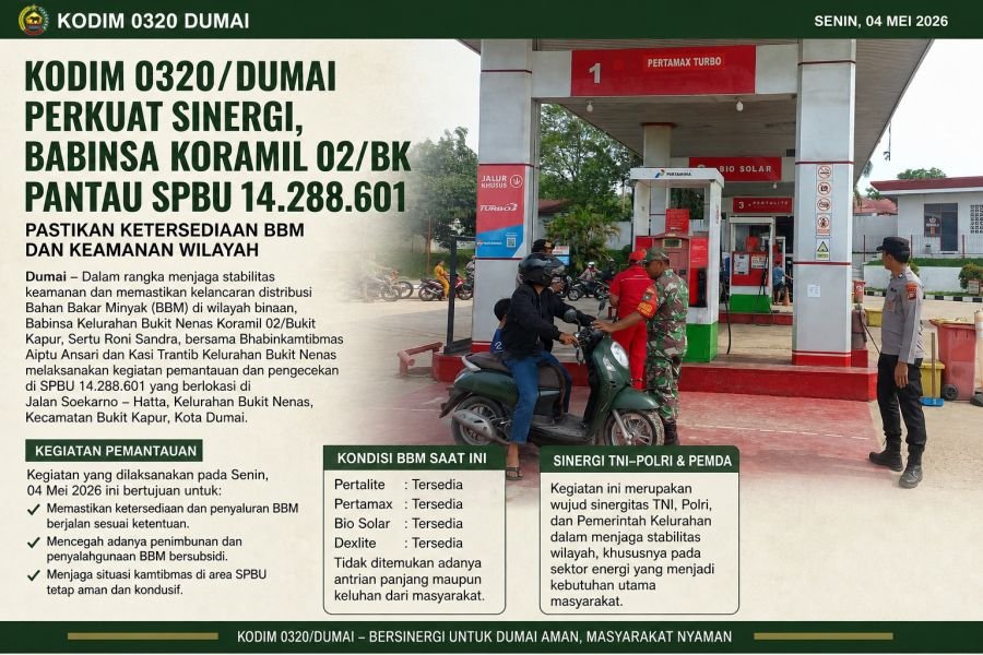 Koramil 02 Kodim 0320/Dumai laksanakan pengecekan SPBU
