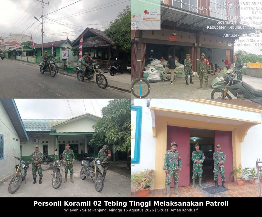 Koramil 02 Tebing Tinggi Gelar Patroli Kewilayahan, Situasi Selat Panjang Aman Kondusif