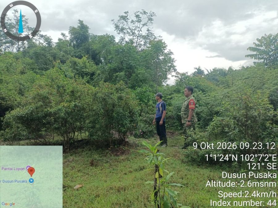 Koramil 02/Sungai Apit Patroli Karhutla di Dusun Pusaka, Tak Temukan Titik Api