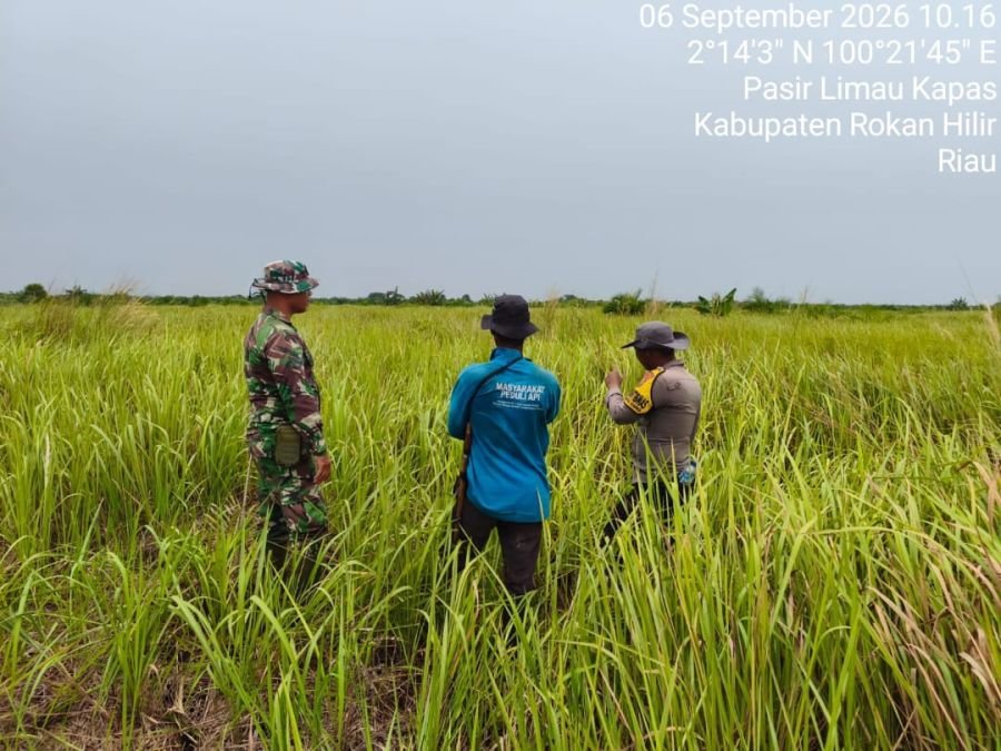 Koramil 04/Kubu dan Polsek Panipahan Pantau Ketat Lahan Rawan Karhutla