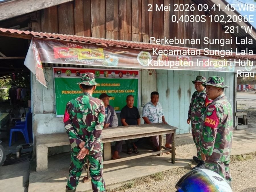 Koramil 04/PP Dim 0302/Inhu Gelar Patroli dan Sosialisasi Karhutla di Wilayah Binaan