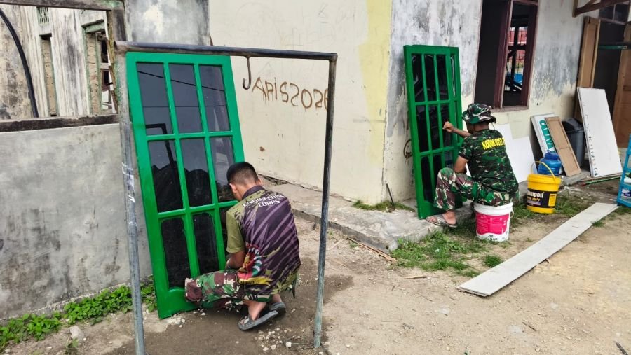 Koramil 04/Tebing Rehab PAUD, Babinsa Bantu Wujudkan Ruang Belajar Lebih Layak