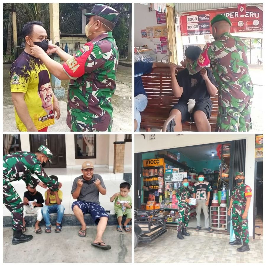Koramil 07/KH Bergerak, Masker Dibagikan untuk Warga Terdampak Kabut Asap
