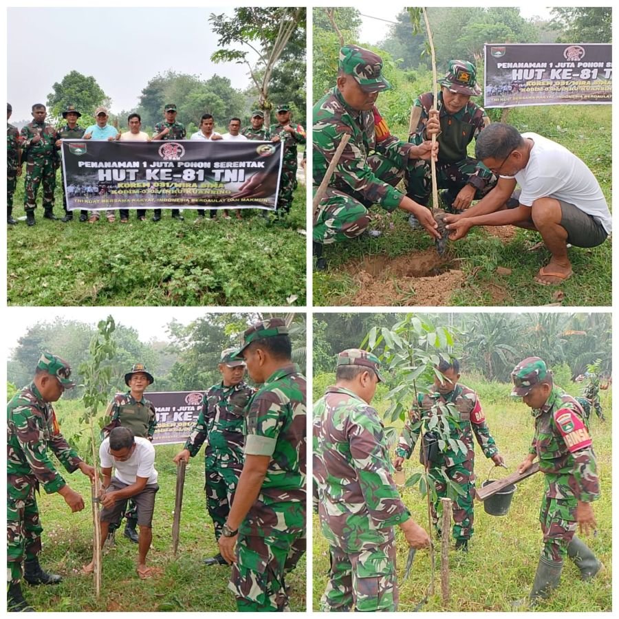 Koramil 07/KH Hijaukan Arena Pacu Tupien Burondo Desa Pulau Rengas Jelang HUT ke-81 TNI