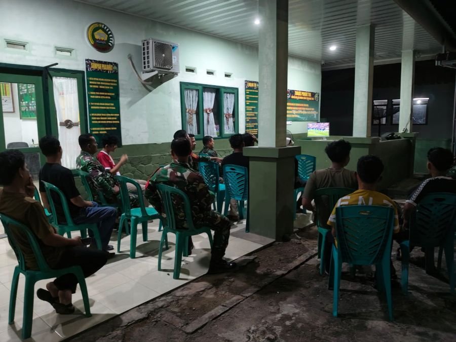 Koramil 07/KH Kembali Gelar Nobar Piala Dunia Bersama Warga pertandingan antara Spanyol VS Belgia