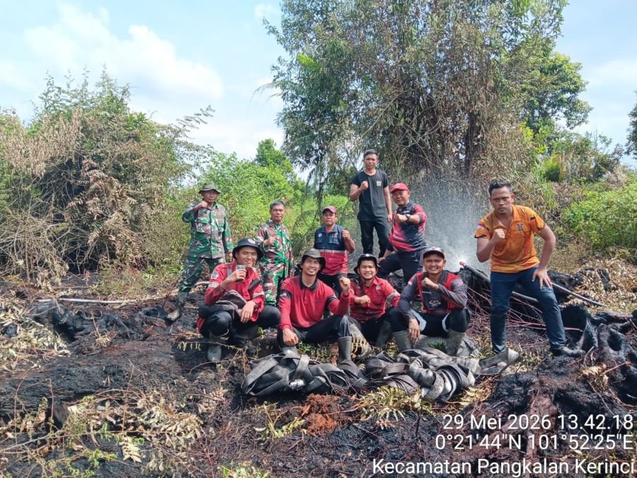 Koramil 09/Langgam Turun Padamkan Karhutla di Jalintim Kerinci