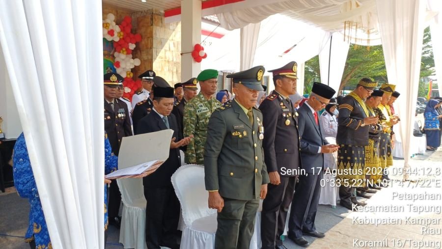 Koramil 16/Tapung Bersama Forkopimcam se Tapung Raya Ikuti Upacara HUT ke-81 Kemerdekaan RI