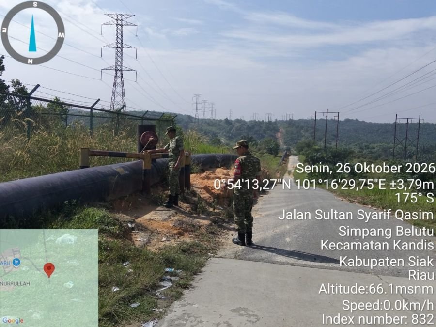 Koramil Kandis Perkuat Pengamanan Jalur Pipa PT PHR di Kecamatan Kandis