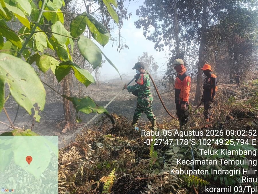 Lahan Gambut Kering, Babinsa 03/Tempuling Bergerak Cegah Karhutla Meluas