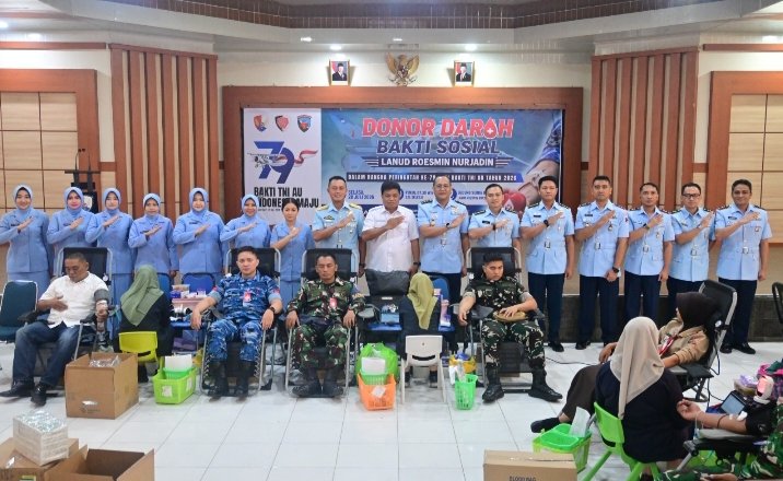 Lanud Roesmin Nurjadin kumpulkan 207 Kantong Darah pada Hari Bakti ke-79 TNI AU