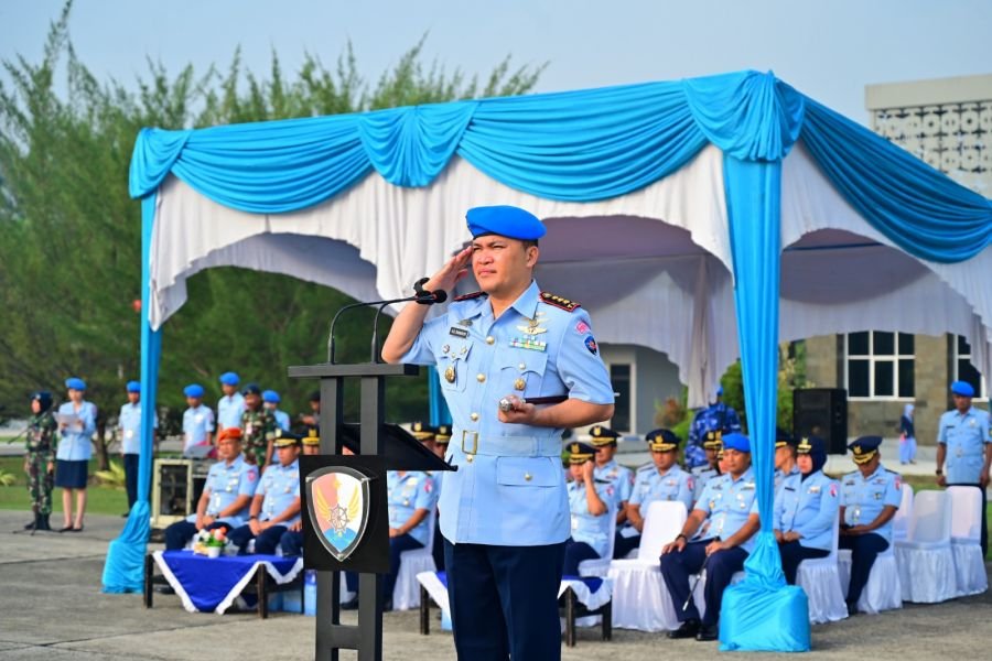 Lanud Roesmin Nurjadin Laksanakan Upacara Peringatan Hari Jadi Pomau ke-77