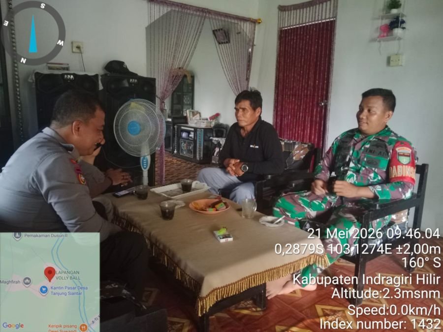 *Laporan Bidang teritorial Kodim 0314/Inhil*
Babinsa Koramil 12/BTK dan Bhabinkamtibmas Tanjung Sia