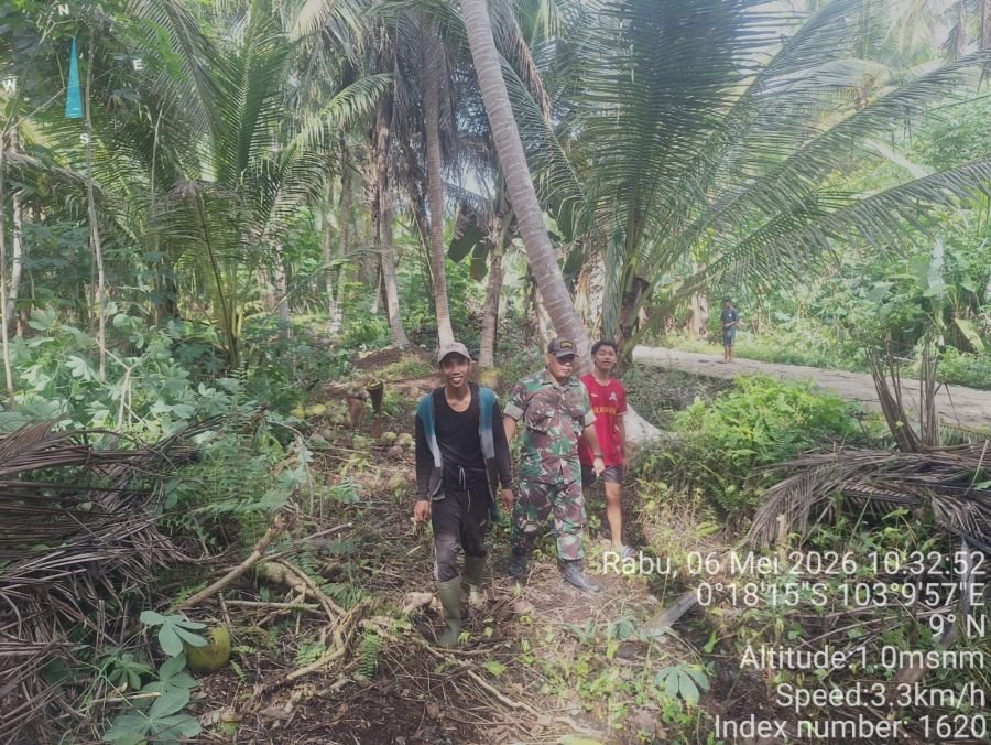 Babinsa Tanah Merah Sisir Tapal Batas, Api Nihil