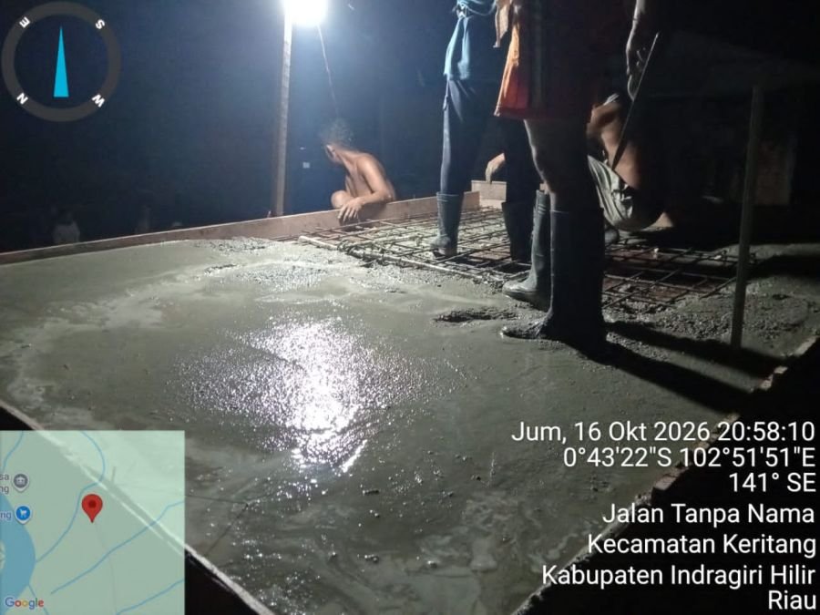 Pembangunan MCK dan Sumur Bor di Keritang Dikebut, Cor Dak Rampung 100 Persen