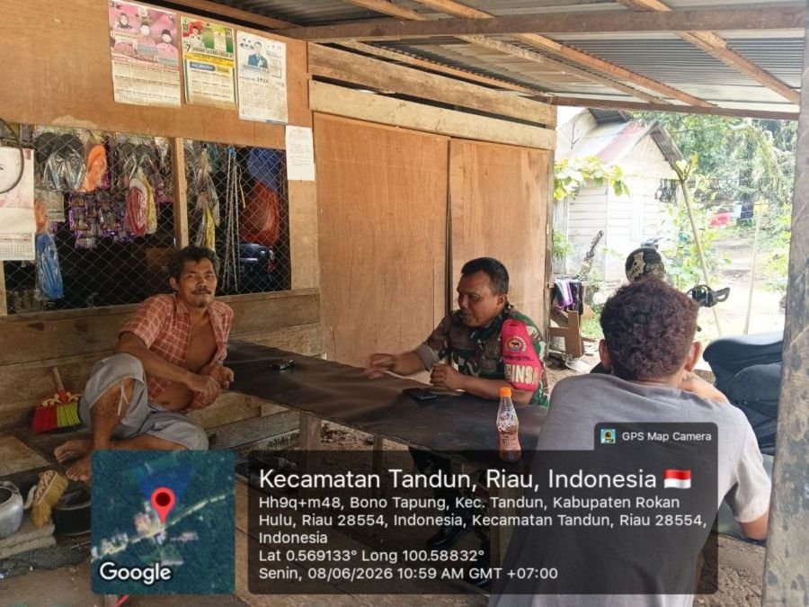 Masuk Musim Kemarau, Babinsa Koramil 08/Tandun Imbau Warga Sei Kuning Waspada Karhutla