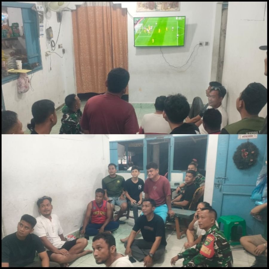 Melalui Nobar Dini Hari, TNI dan Warga Tanjung Rhu Perkuat Silaturahmi dan Wawasan Kebangsaan