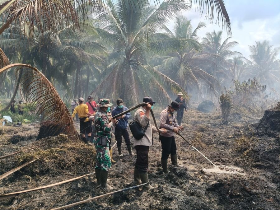 Memasuki Hari Keempat: Meskipun Api Padam,Babinsa Koramil 10/Pelangiran Terus Tingkatkan Pendinginan