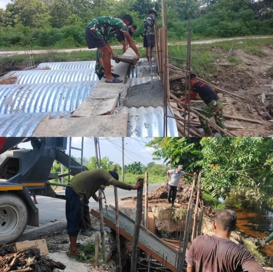 Membangun Jembatan, Menguatkan Kebersamaan: TNI dan Warga Bergotong Royong Wujudkan Jembatan Garuda