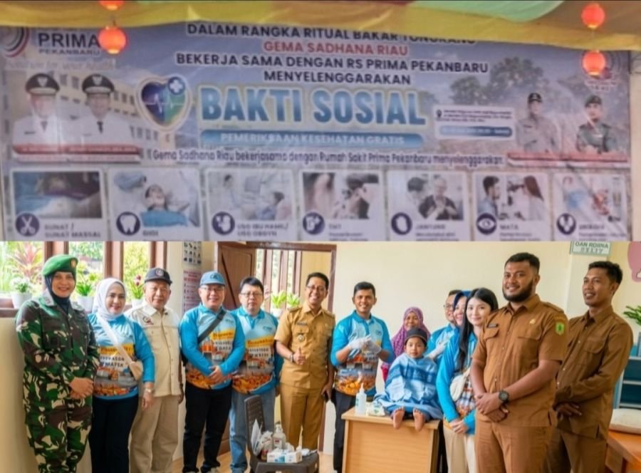 Menjelang Ritual Bakar Tongkang, Gema Sadana dan RS Prima Gelar Baksos Kesehatan di Rohil