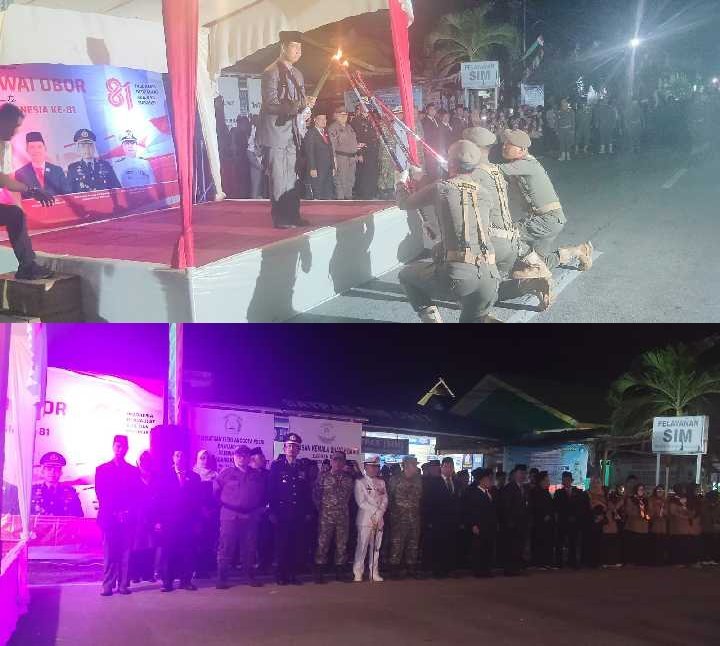 Meranti Kobarkan Semangat Kemerdekaan, Pawai Obor HUT RI ke-81 Meriahkan Selatpanjang