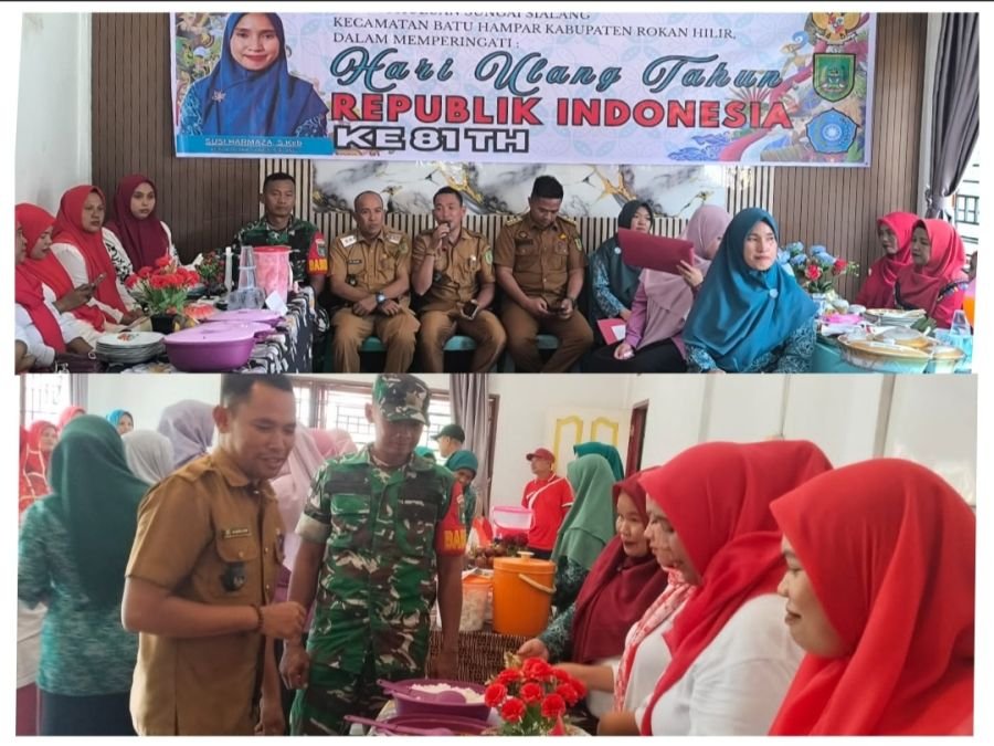 Meriahkan HUT RI ke-81, Camat Batu Hampar dan Babinsa Tinjau Lomba Memasak PKK Sungai Sialang