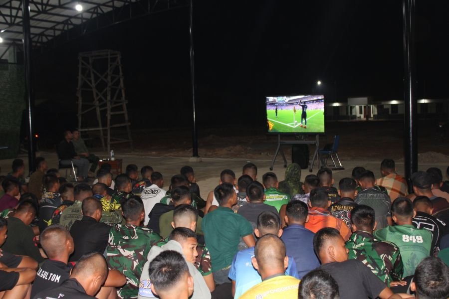Meriahkan Pildun 2026 Yonif TP 849/BS Gelar Nobar Prancis VS Inggris